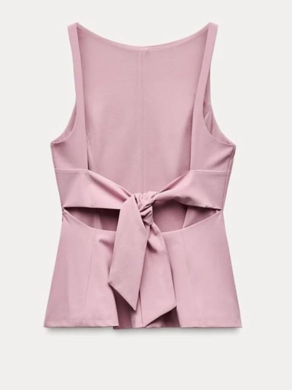 Zara Dusty Pink Peplum Hem Bow Tie Top